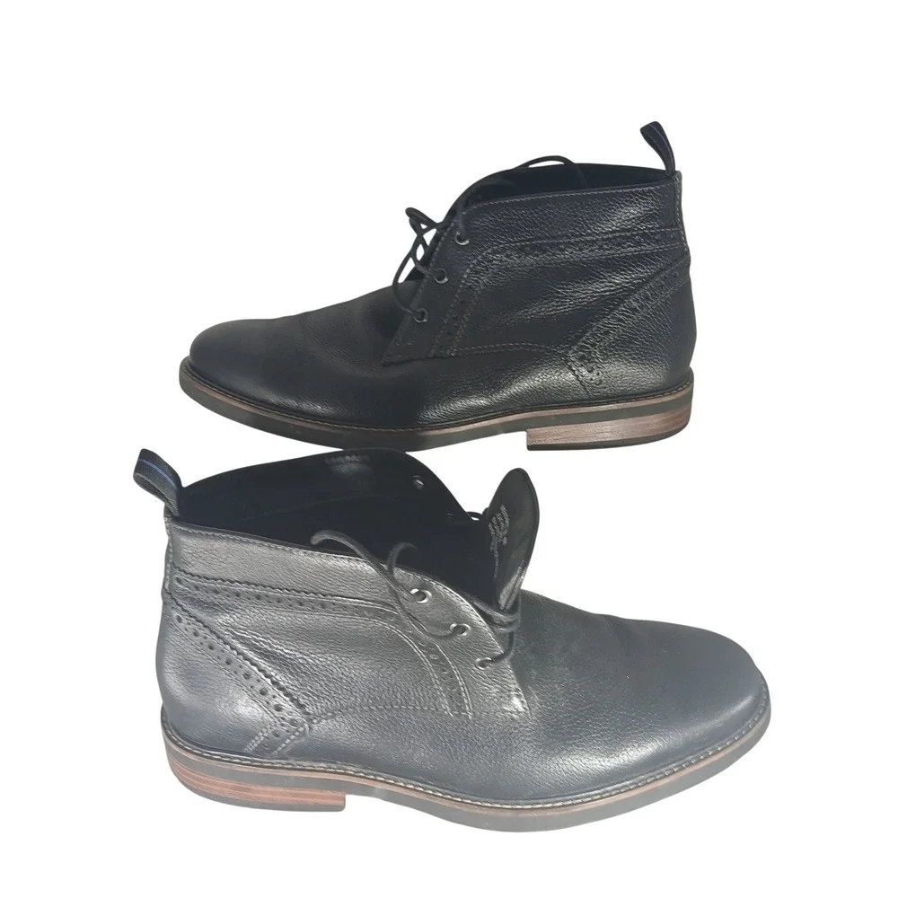 Nunn Bush‎ Mens Black Leather Chukka Boots Memory Foam Wingtip Brogue 9M